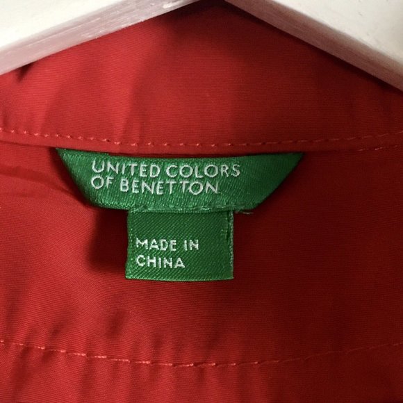 United Colors Of Benetton Women’s Lightweight Red Rain Coat Hood Size 38 XS - Picture 4 of 8